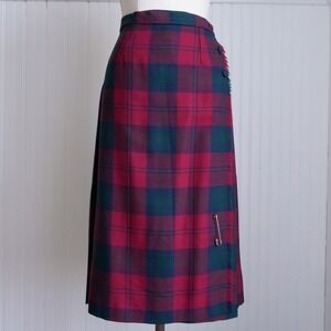 70's Ms Poodle plaid wool kilt/midi skirt